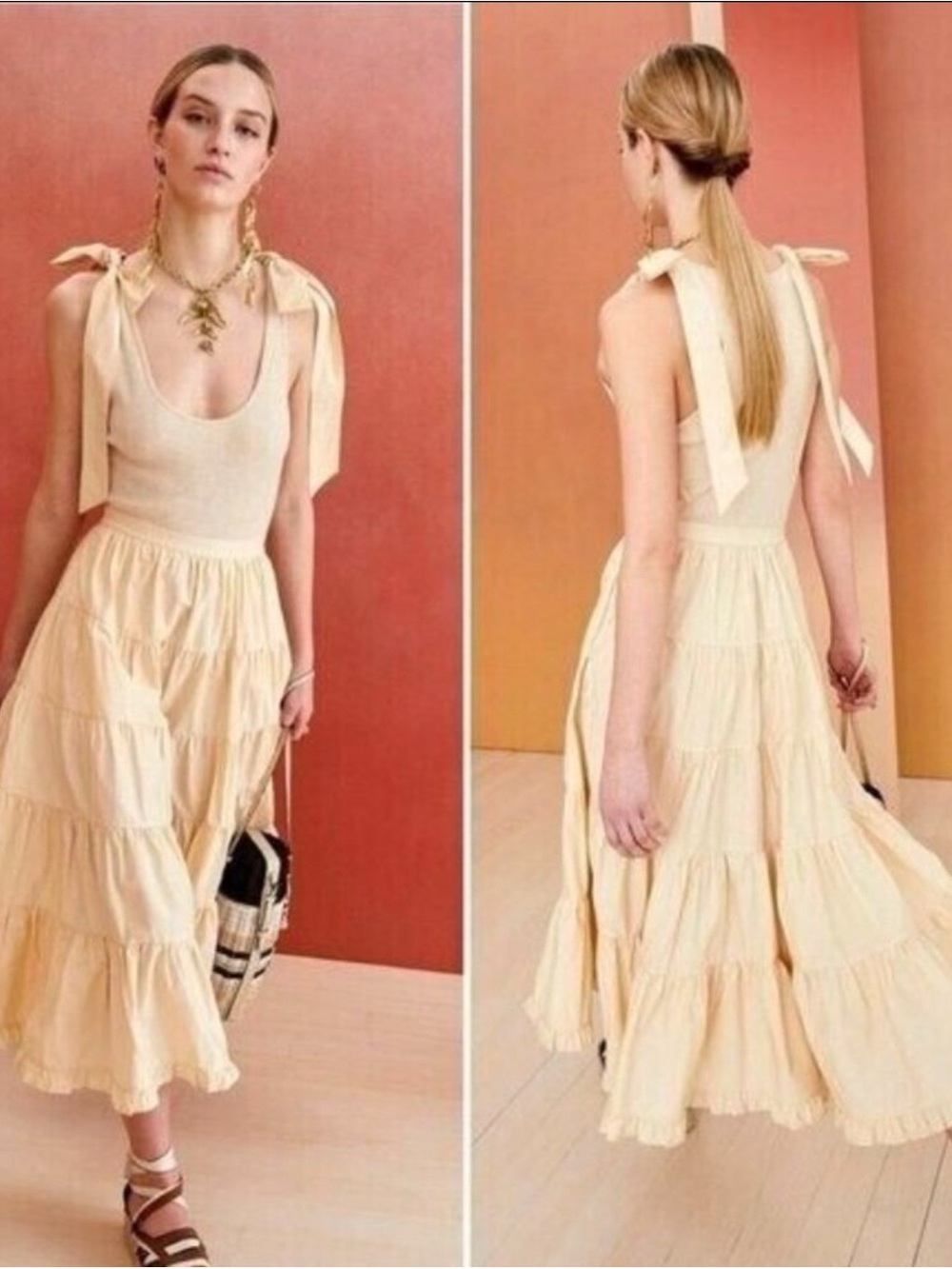 Ulla Johnson Hope Rib Knit Tiered Midi Dress